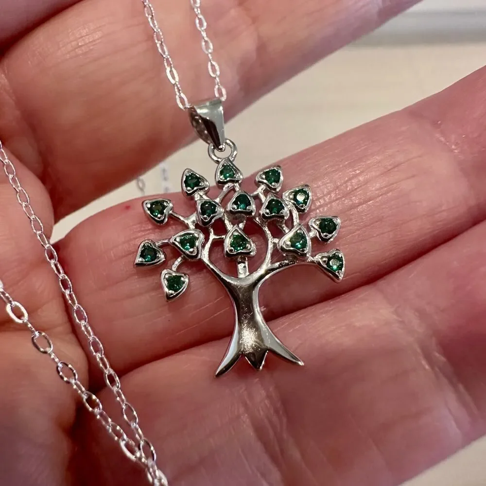 Tree of Life Sterling Silver CZ Necklace